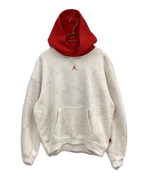 NIKE（ナイキ）NIKE (ナイキ) プルオーバーパーカー レッド×ベージュ サイズ:Lの古着・服飾アイテム