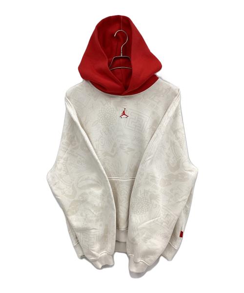 NIKE（ナイキ）NIKE (ナイキ) プルオーバーパーカー レッド×ベージュ サイズ:Lの古着・服飾アイテム