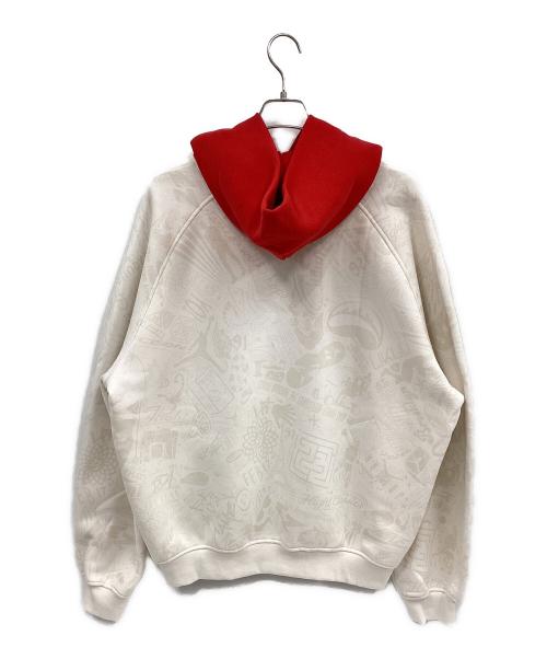 NIKE（ナイキ）NIKE (ナイキ) プルオーバーパーカー レッド×ベージュ サイズ:Lの古着・服飾アイテム