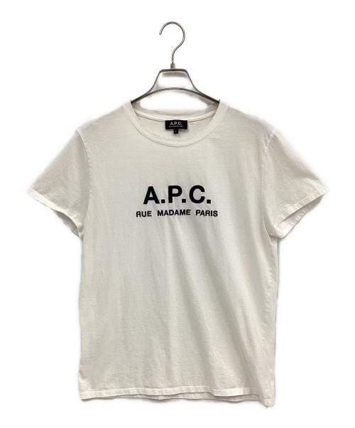 A.P.C.（アーペーセー）A.P.C. (アーペーセー) Tシャツ ホワイト×ネイビー サイズ:Lの古着・服飾アイテム