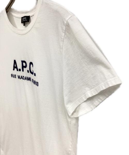 A.P.C.（アーペーセー）A.P.C. (アーペーセー) Tシャツ ホワイト×ネイビー サイズ:Lの古着・服飾アイテム