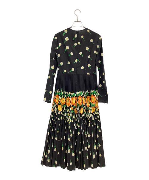 RED VALENTINO（レッドヴァレンティノ）RED VALENTINO (レッドヴァレンティノ) 長袖ワンピース ブラック×オレンジ サイズ:38の古着・服飾アイテム