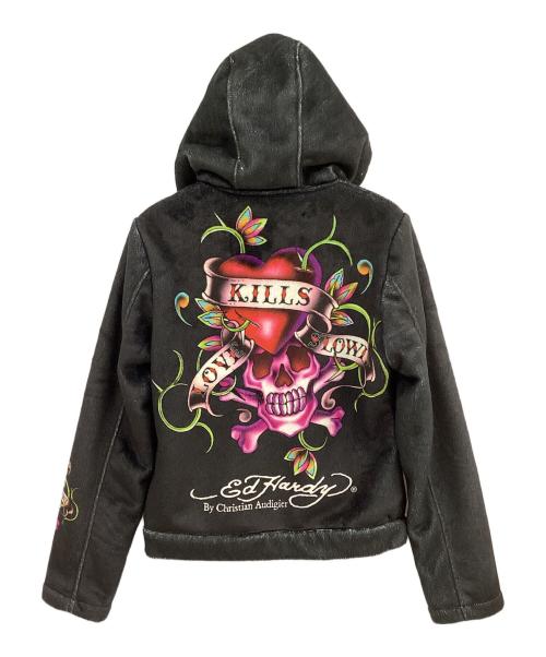 Ed Hardy（エド ハーディー）Ed Hardy (エド ハーディー) ジップパーカー ブラック サイズ:XSの古着・服飾アイテム
