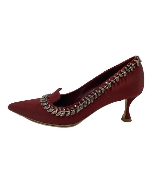 Manolo Blahnik（マノロ ブラニク）Manolo Blahnik (マノロ ブラニク) ヒールパンプス ボルドー サイズ:35の古着・服飾アイテム