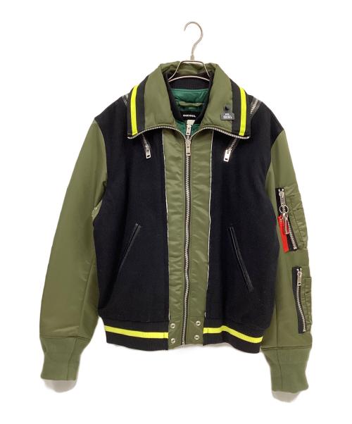 DIESEL（ディーゼル）DIESEL (ディーゼル) ボンバージャケット ブラック×オリーブ サイズ:Ⅿの古着・服飾アイテム