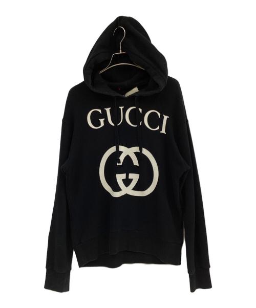 GUCCI（グッチ）GUCCI (グッチ) プルオーバーパーカー ブラック×ホワイト サイズ:Ｓの古着・服飾アイテム