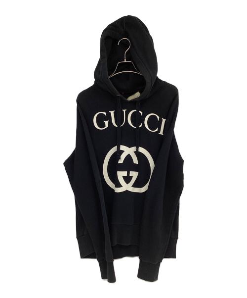 GUCCI（グッチ）GUCCI (グッチ) プルオーバーパーカー ブラック×ホワイト サイズ:Ｓの古着・服飾アイテム