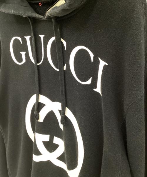 GUCCI（グッチ）GUCCI (グッチ) プルオーバーパーカー ブラック×ホワイト サイズ:Ｓの古着・服飾アイテム