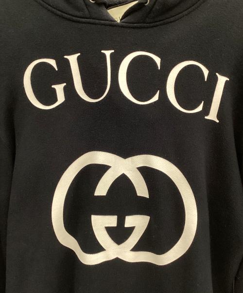 GUCCI（グッチ）GUCCI (グッチ) プルオーバーパーカー ブラック×ホワイト サイズ:Ｓの古着・服飾アイテム