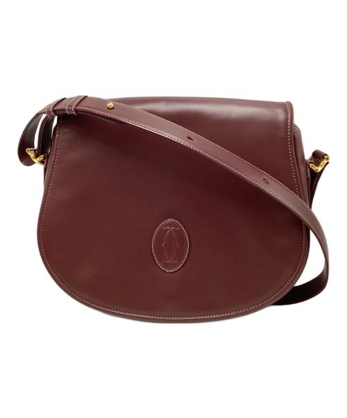 Cartier（カルティエ）Cartier (カルティエ) カルティエ/マストライン/ショルダーバッグ ボルドー×ゴールドの古着・服飾アイテム