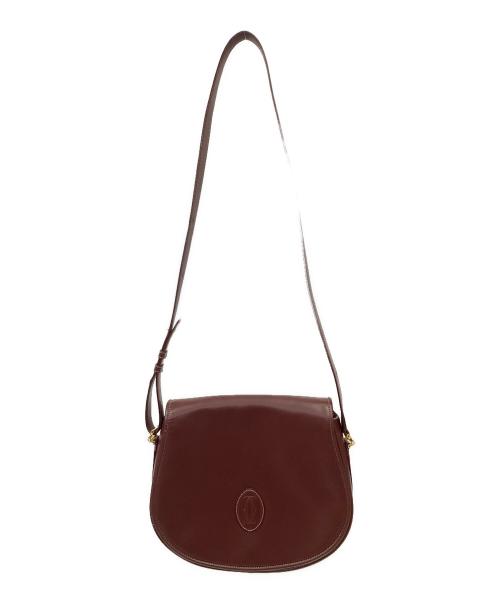 Cartier（カルティエ）Cartier (カルティエ) カルティエ/マストライン/ショルダーバッグ ボルドー×ゴールドの古着・服飾アイテム