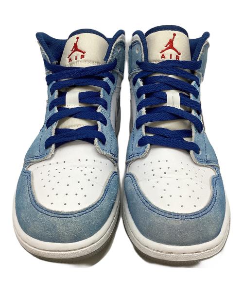 NIKE（ナイキ）NIKE (ナイキ) Air Jordan 1 Mid White/University Blue/Grey ブルー×ホワイト サイズ:24㎝の古着・服飾アイテム