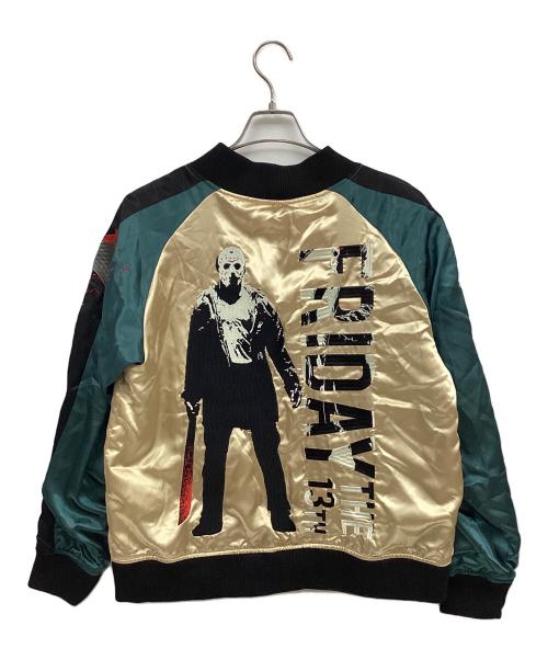 FRIDAY13（FRIDAY13）FRIDAY13 (FRIDAY13) スカジャン グリーン×アイボリー サイズ:Lの古着・服飾アイテム