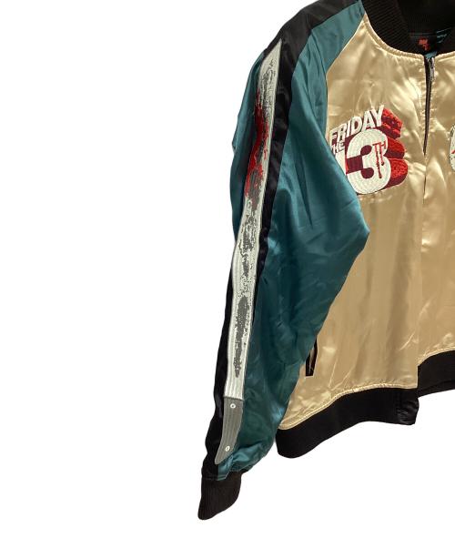FRIDAY13（FRIDAY13）FRIDAY13 (FRIDAY13) スカジャン グリーン×アイボリー サイズ:Lの古着・服飾アイテム