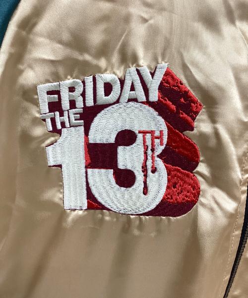 FRIDAY13（FRIDAY13）FRIDAY13 (FRIDAY13) スカジャン グリーン×アイボリー サイズ:Lの古着・服飾アイテム