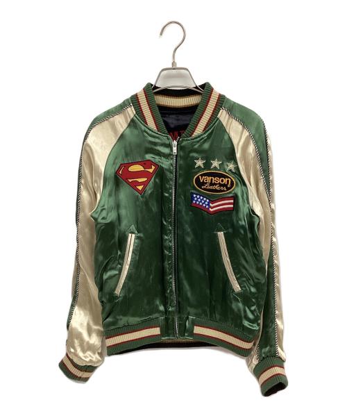VANSON（バンソン）VANSON (バンソン) JUSTICE LEAGUE スカジャン グリーン×ブラック サイズ:XSの古着・服飾アイテム