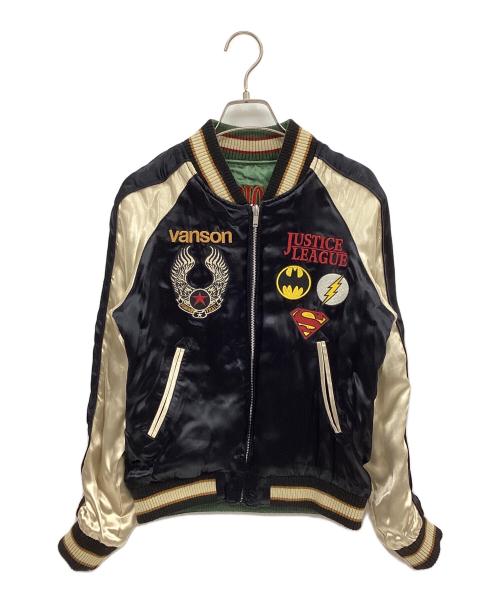 VANSON（バンソン）VANSON (バンソン) JUSTICE LEAGUE スカジャン グリーン×ブラック サイズ:XSの古着・服飾アイテム