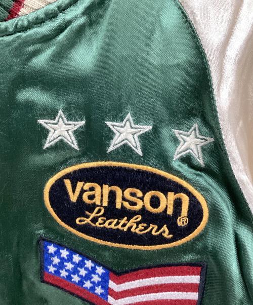 VANSON（バンソン）VANSON (バンソン) JUSTICE LEAGUE スカジャン グリーン×ブラック サイズ:XSの古着・服飾アイテム