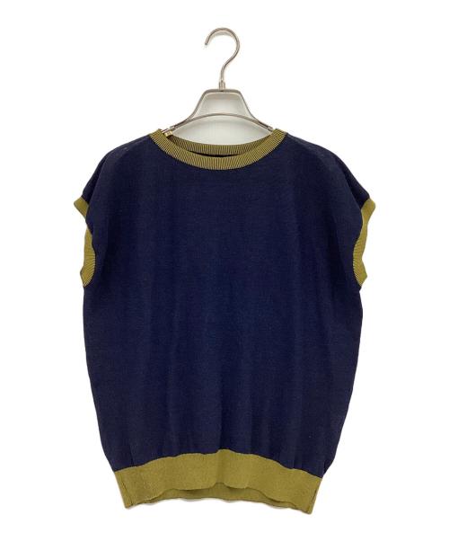 ISSEY MIYAKE me（イッセイ ミヤケ ミー）ISSEY MIYAKE me (イッセイ ミヤケ ミー) ベスト イエロー×ネイビー サイズ:FREEの古着・服飾アイテム