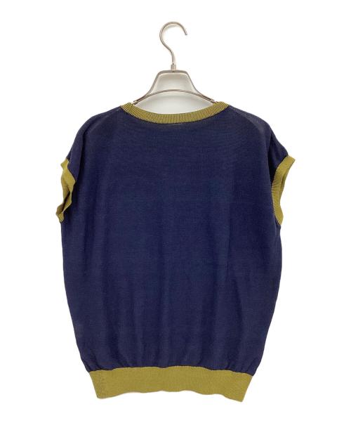 ISSEY MIYAKE me（イッセイ ミヤケ ミー）ISSEY MIYAKE me (イッセイ ミヤケ ミー) ベスト イエロー×ネイビー サイズ:FREEの古着・服飾アイテム