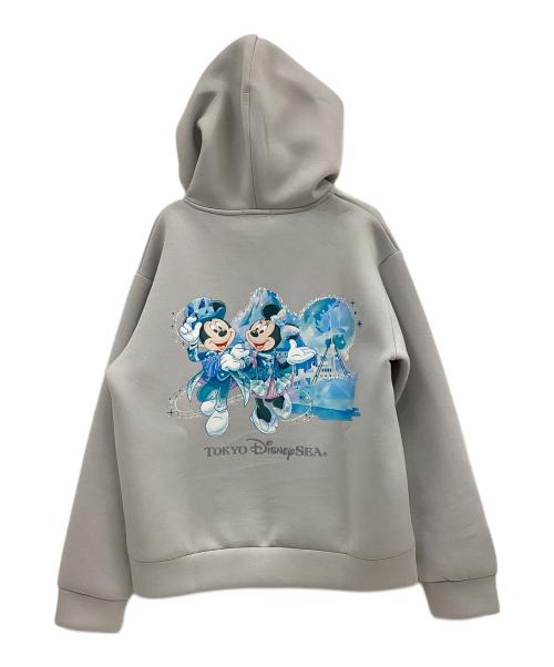 Disney RESORT（ディズニーリゾート）Disney RESORT (ディズニーリゾート) ジップアップパーカー ライトグレー×グルー サイズ:Lの古着・服飾アイテム