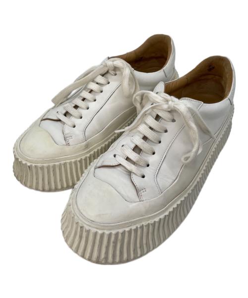 JIL SANDER（ジルサンダー）JIL SANDER (ジルサンダー) プラットフォームレザースニーカー ホワイト サイズ:37の古着・服飾アイテム
