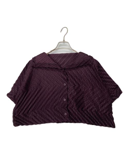 me ISSEY MIYAKE（ミーイッセイ ミヤケ）me ISSEY MIYAKE (ミーイッセイ ミヤケ) プリーツ加工ワイドジャケット パープル サイズ:-の古着・服飾アイテム