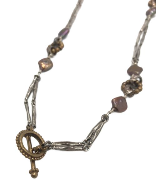 STEPHEN DWECK（スティーブンデュエック）STEPHEN DWECK (スティーブンデュエック) Tバー チェーン デザインネックレス ブラウン×シルバーの古着・服飾アイテム