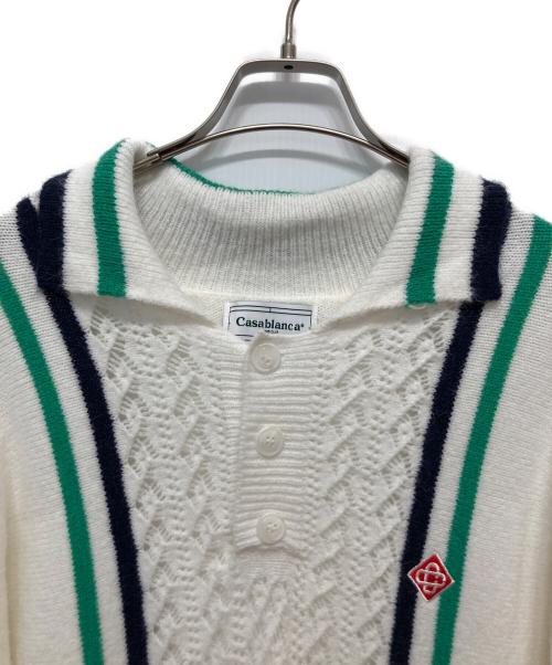 CASABLANCA（カサブランカ）CASABLANCA (カサブランカ) 半袖ニットポロシャツ ホワイト サイズ:2XLの古着・服飾アイテム