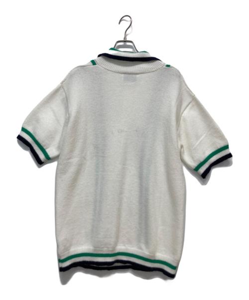 CASABLANCA（カサブランカ）CASABLANCA (カサブランカ) 半袖ニットポロシャツ ホワイト サイズ:2XLの古着・服飾アイテム
