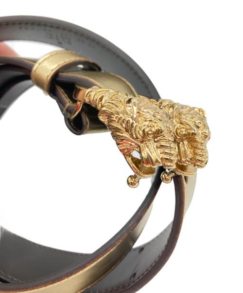 GUCCI（グッチ）GUCCI (グッチ) ダブルタイガーヘッドベルト ゴールドの古着・服飾アイテム