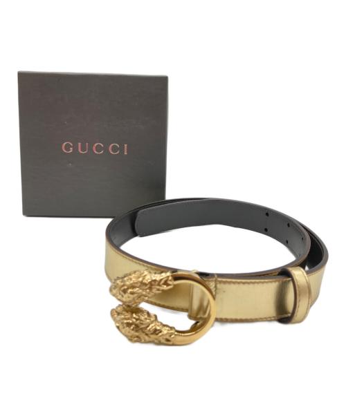 GUCCI（グッチ）GUCCI (グッチ) ダブルタイガーヘッドベルト ゴールドの古着・服飾アイテム