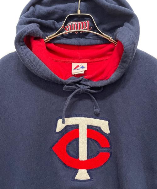 Majestic（マジェスティック）Majestic (マジェスティック) プルオーバーパーカー ネイビー×レッド サイズ:XLの古着・服飾アイテム