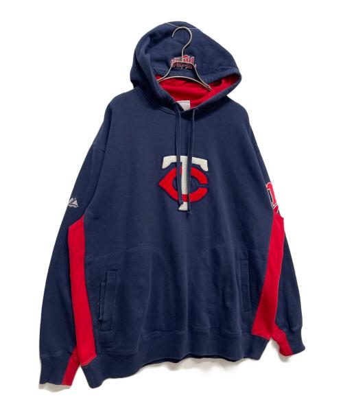 Majestic（マジェスティック）Majestic (マジェスティック) プルオーバーパーカー ネイビー×レッド サイズ:XLの古着・服飾アイテム