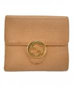GUCCIグッチ）の古着「ダブルホック2つ折り財布」｜ベージュ