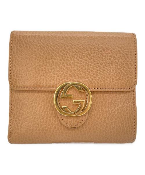 GUCCI（グッチ）GUCCI (グッチ) ダブルホック2つ折り財布 ベージュの古着・服飾アイテム