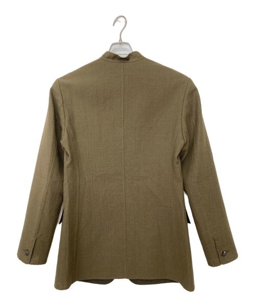 ISSEY MIYAKE（イッセイミヤケ）ISSEY MIYAKE (イッセイミヤケ) マオカラーウールジャケット カーキ サイズ:Lの古着・服飾アイテム