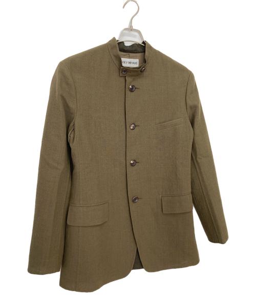 ISSEY MIYAKE（イッセイミヤケ）ISSEY MIYAKE (イッセイミヤケ) マオカラーウールジャケット カーキ サイズ:Lの古着・服飾アイテム