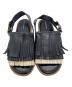 DRIES VAN NOTEN (ドリスヴァンノッテン) フリンジレザーサンダル ブラック×ベージュ サイズ:35：9000円
