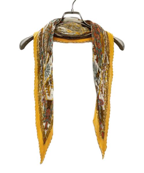 HERMES（エルメス）HERMES (エルメス) プリーツスカーフ オレンジ×ホワイトの古着・服飾アイテム