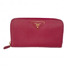 PRADA（プラダ）の古着「ラウンドファスナー財布」｜ショッキングピンク