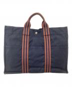 HERMESエルメス）の古着「ハンドバッグ」｜ネイビー×ブラウン