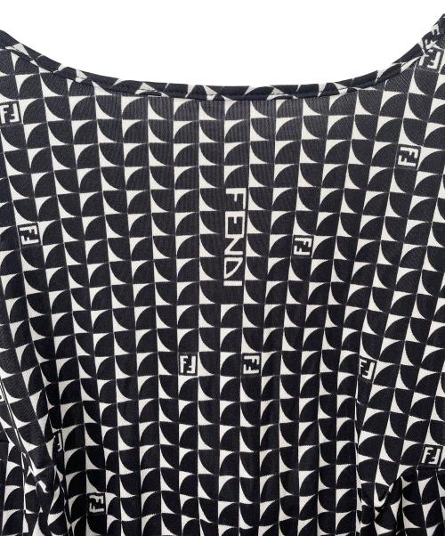 FENDI（フェンディ）FENDI (フェンディ) ノースリーブ・キャミソールワンピース ブラック×ホワイト サイズ:44の古着・服飾アイテム