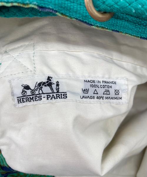 HERMES（エルメス）HERMES (エルメス) 巾着ショルダーバッグ グリーン×ブルーの古着・服飾アイテム