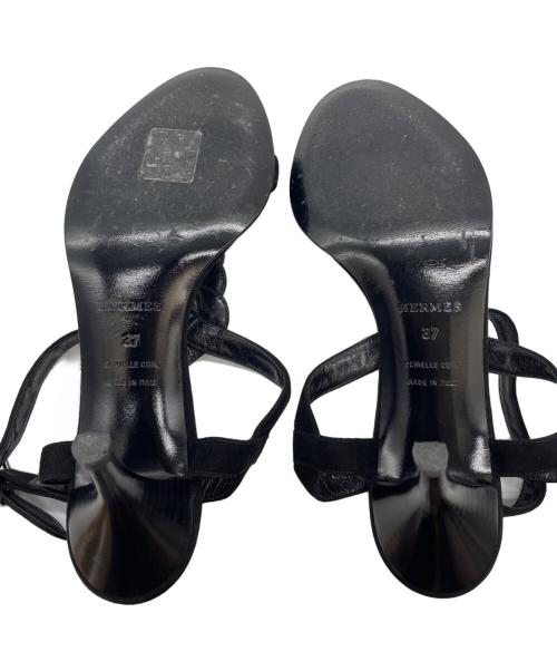 HERMES（エルメス）HERMES (エルメス) ヒールサンダル トルサード ブラック サイズ:37の古着・服飾アイテム