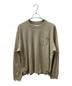 sacaiサカイ）の古着「Nylon Twill Cotton Jersey Long Sleeve T-shirt」｜カーキ