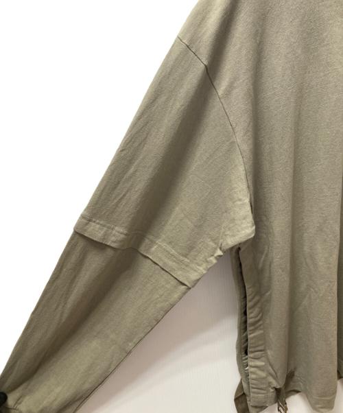 sacai（サカイ）sacai (サカイ) Nylon Twill Cotton Jersey Long Sleeve T-shirt カーキ サイズ:3の古着・服飾アイテム