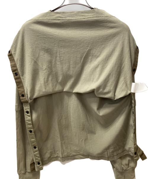 sacai（サカイ）sacai (サカイ) Nylon Twill Cotton Jersey Long Sleeve T-shirt カーキ サイズ:3の古着・服飾アイテム