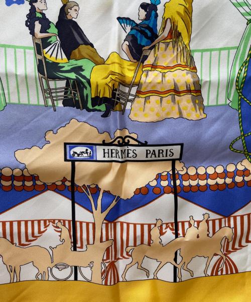 HERMES（エルメス）HERMES (エルメス) シルクスカーフ ブルー×イエローの古着・服飾アイテム