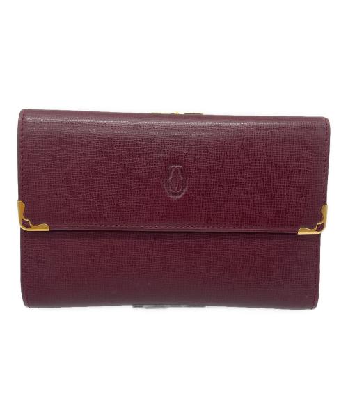 Cartier（カルティエ）Cartier (カルティエ) 3つ折り財布 ボルドー×ゴールド色の古着・服飾アイテム